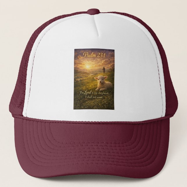 Boné Psalm 23:1 Christian Lamb Trucker Hat (Frente)