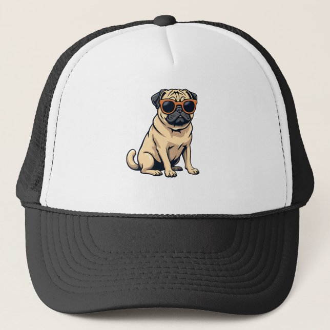 Boné Pug Antigo Fazendo Dab com Óculos de Sol Cachorro  (Frente)