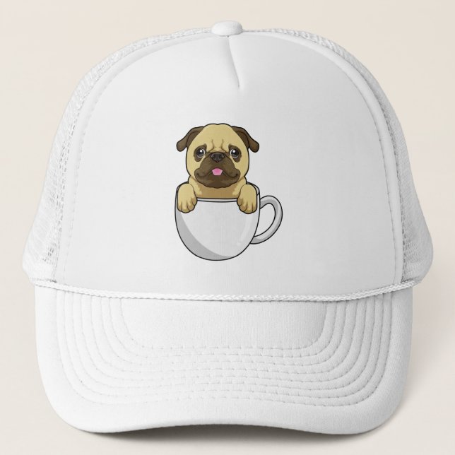 Boné Pug com Xícara de Café (Frente)