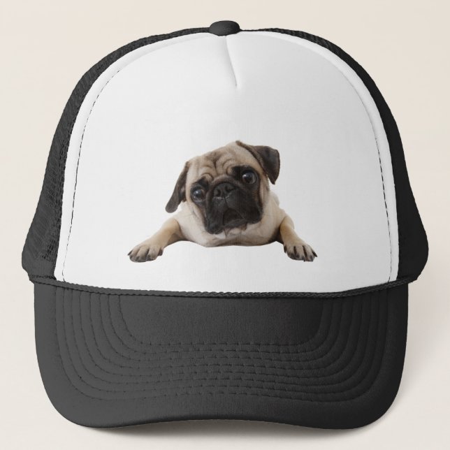 Boné Pug Dog Pet Animal Custom Trucker Hat (Frente)