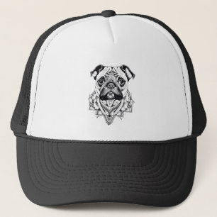 Boné Pug Pet Animal Nature Illustração Arte Tatuagem