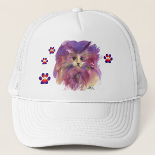 BONÉ PURPLE KITTEN ,KITTY CAT PORTRAIT,COLORFUL PAWS