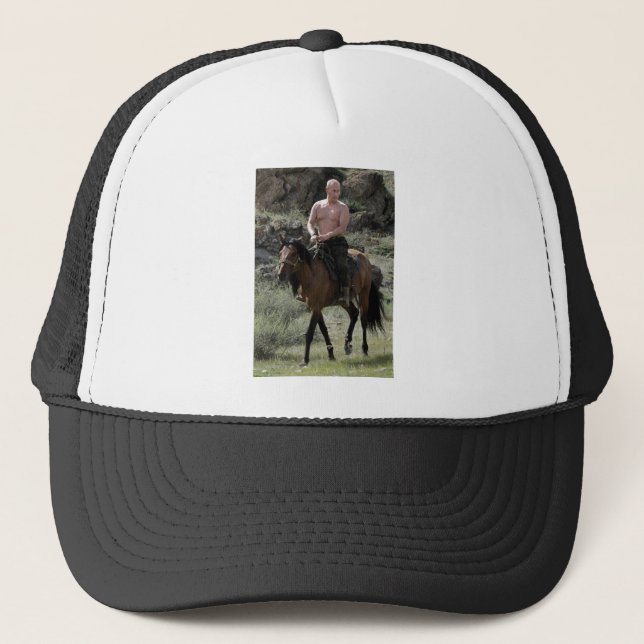 Boné Putin descamisado monta um cavalo (Frente)