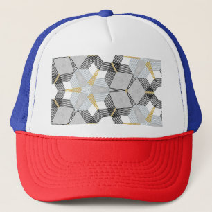 Boné Quadrado hexágono colorido: caleidoscópio geométri