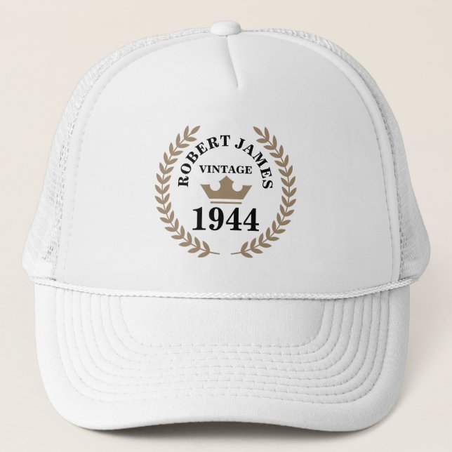 Boné Qualquer Idade de Aniversário Vintage (Frente)