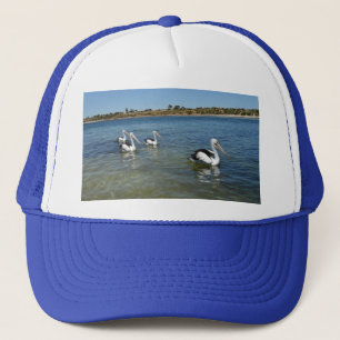 Boné Quatro Pelicanos Nadando No Mar, Caminhoneiros O C