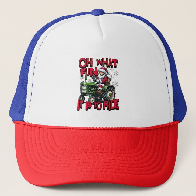 Boné Que Diversão É Andar de Trator de Natal Agricultor (Frente)