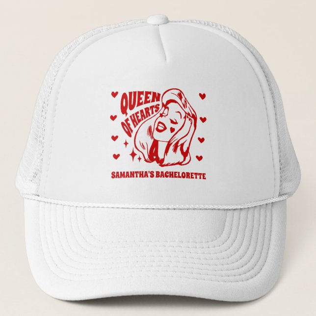 Boné Queen of Hearts Bachelorette Party Hats (Frente)