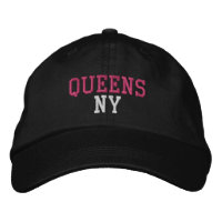 QUEENS NY Simples Rosa Quente e Branco em Preto
