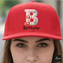 Boné Quilted Patchwork Initial Letter B Nursery