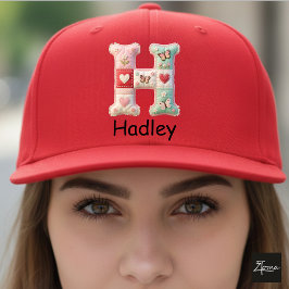 Boné Quilted Patchwork Initial Letter H Nursery