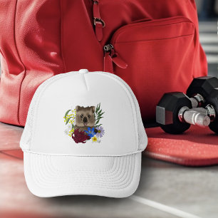 Boné Quokka Feliz Austrália Floral Azul