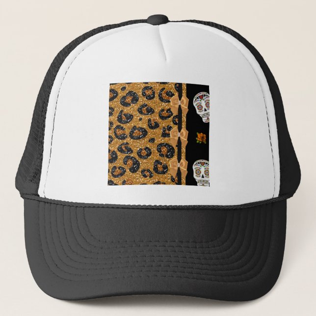 Boné RAB Rockabilly Dourado Estampa de Leopardo Açúcare (Frente)