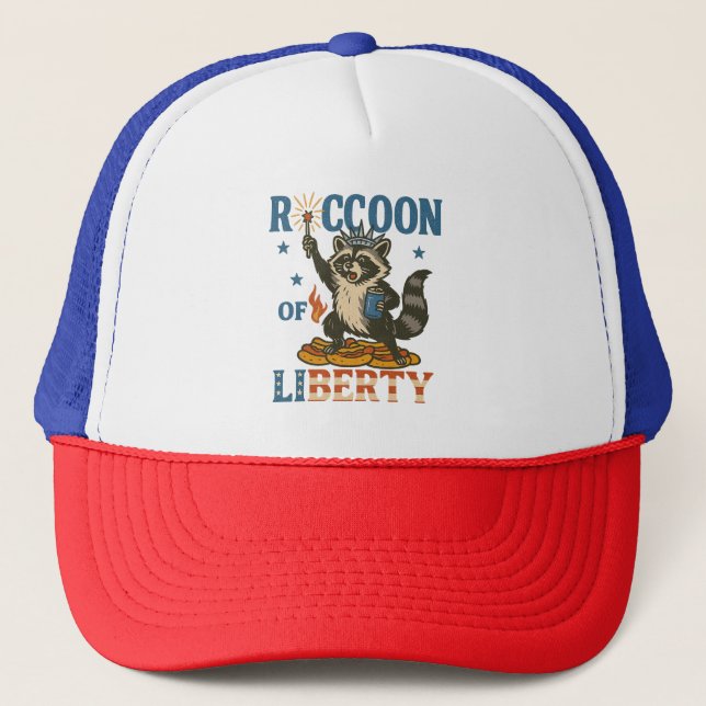 Boné Racoon da Liberdade | Fogo Patriótico Engraçado (Frente)