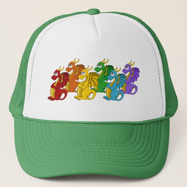 Boné Rainbow colorful dragons cartoon  (Frente)