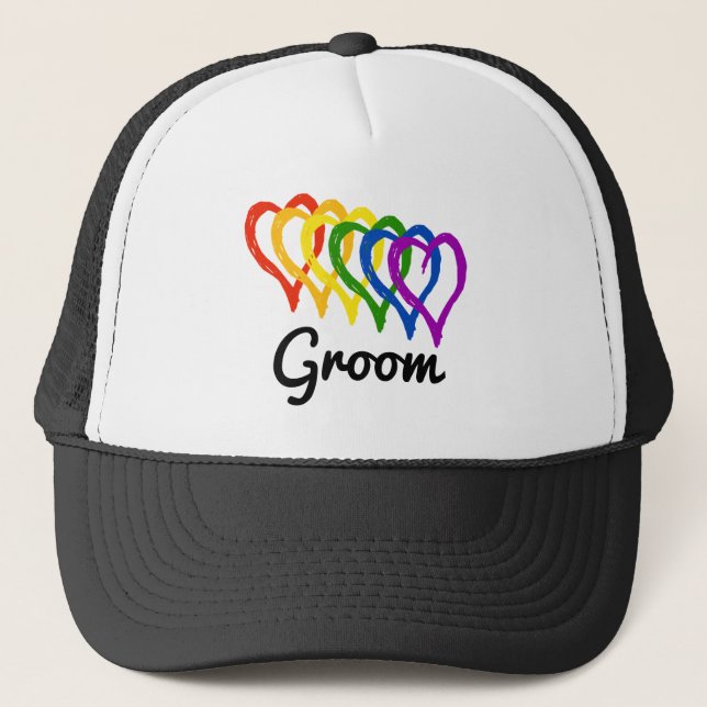 Boné Rainbow Wedding Layered Hearom Groom (Frente)