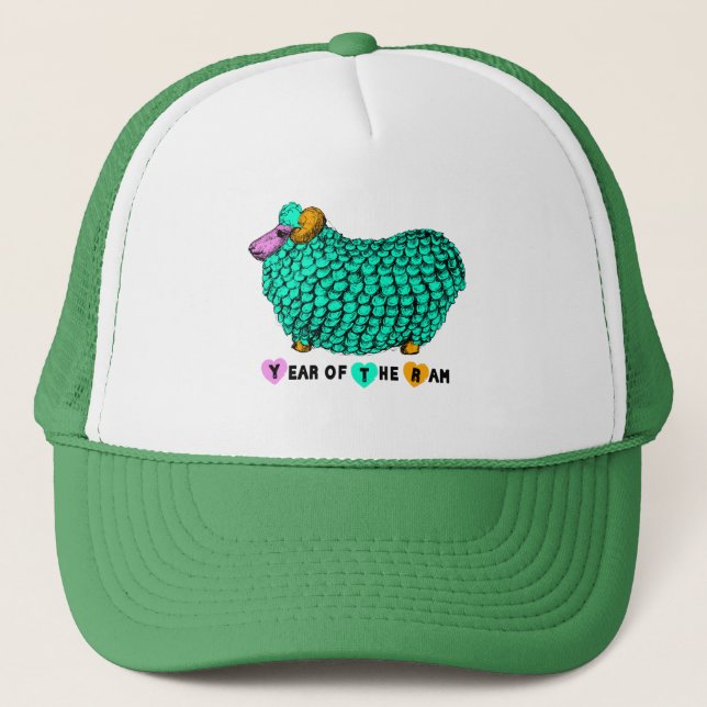 Boné Ram Verde Funny Ovino Ano Chinês Zodiac Hat (Frente)