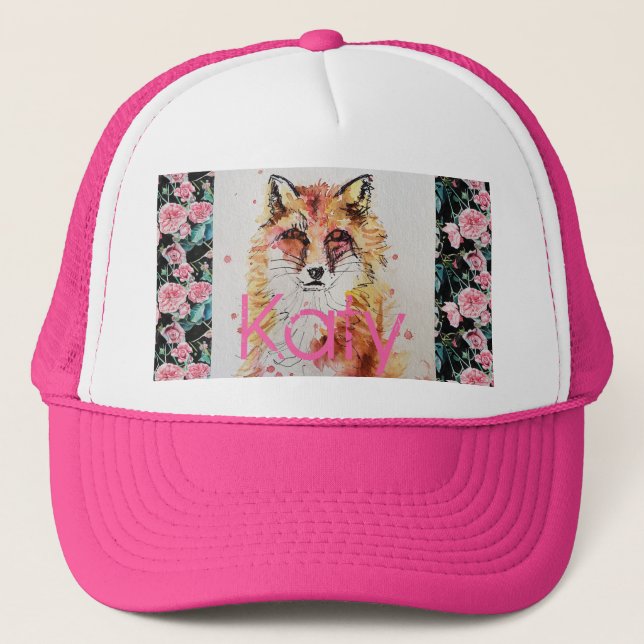 Boné Raposa Vermelha Cachorra Molhada Rosa Rosa Rosas M (Frente)