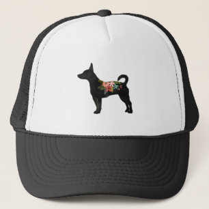 Boné Rat Terrier CN Dog Boho Floral Silhouette