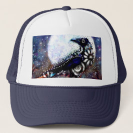 Boné Raven Moon Floral Preto Branco Branco