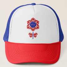 Red White Blue Flower Patriotic Design Trucker Hat