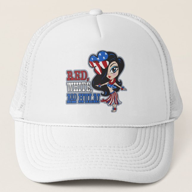 Boné Red, White e Hula Trucker Hat (Frente)