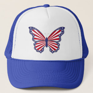 Boné Red White Patriótico E Blue Butterfly Hat