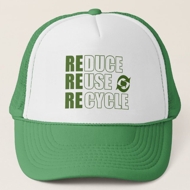 Boné Reduzir a reutilização do reciclar (Frente)