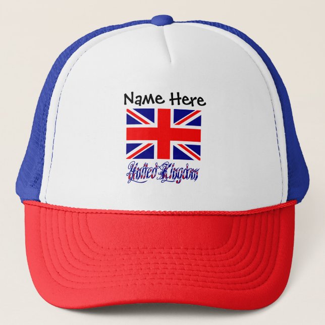 Boné Reino Unido e Bandeira Britânica Personalizada (Frente)