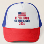 Boné Republicanos pela Harris Walz American Flag<br><div class="desc">Republicanos pelo chapéu de Harris Walz com a bandeira americana em vermelho,  branco e azul. Conservadores votando em Kamala Harris e Tim Walz para presidente e vice-presidente nas eleições de 2024.</div>