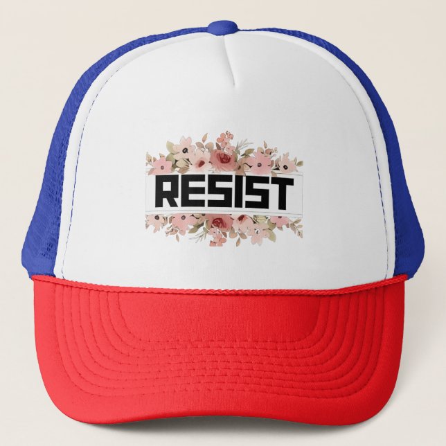 Boné RESIST: Protesto Político Anti-Trump Floral (Frente)