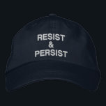 Boné Resistência e persistência do marinho de protesto<br><div class="desc">Mostre que você não cederá à tirania e inspire outros a protestar vestindo um boné de beisebol com as palavras "Resistir e Persistir" bordadas em negrito texto branco sobre um fundo azul marinho. Os chapéus estão disponíveis em outras cores na barra lateral. Para ver o design Resistente e Persistir em...</div>