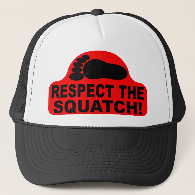 Boné RESPEITO vermelho o SQUATCH! Logotipo - batida (Frente)
