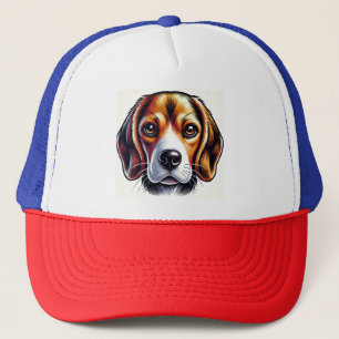 Boné Retrato de Cachorro Beagle Fofo com Cores Vibrante