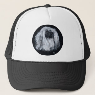 Boné Retrato de Pequinês em Preto e Branco