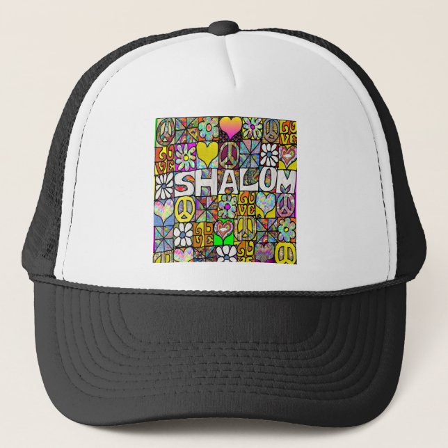 Boné Retro anos 60 Psicodélico Shalom AMOR (Frente)