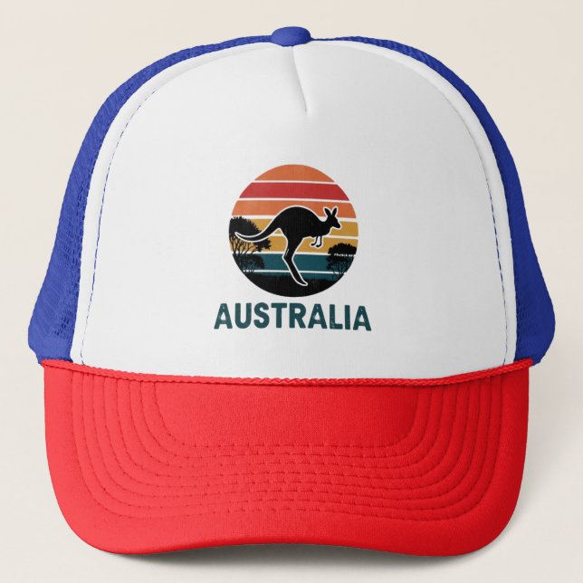 Boné Retro australiano Sunset Animal pulando canguru (Frente)