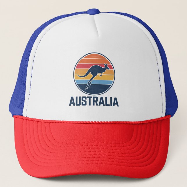 Boné Retro australiano Sunset Animal pulando canguru (Frente)