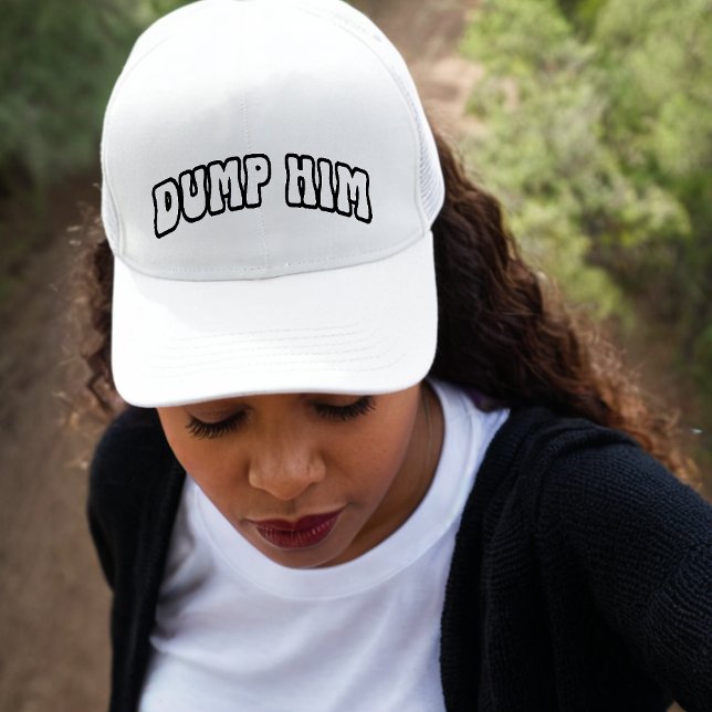 Boné Retro Engraçado Dói-Lhe Divorciação Branco e Preto (retro dump him trucker hat
)