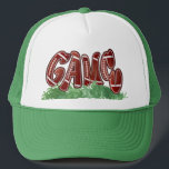 Boné Retro Game Day Football Trucker Hat - Green and Wh<br><div class="desc">Stand out at the stadium with this stylish ‘GAME’ football trucker hat. Featuring a vibrant green and white mesh design, this cap showcases unique football-textured lettering on a grass background. The classic foam front and breathable mesh back make it perfect for sunny game days and tailgating parties. A vintage sports...</div>