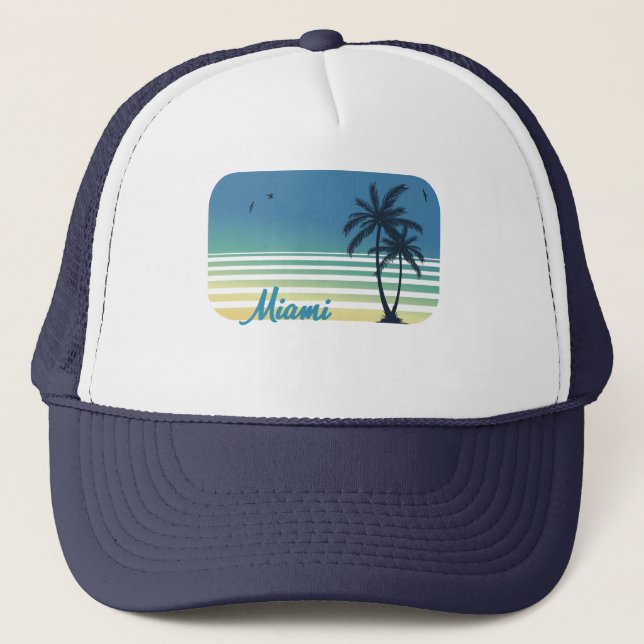 Boné Retro Miami Beach Palm Tree party Sunset Souvenir (Frente)