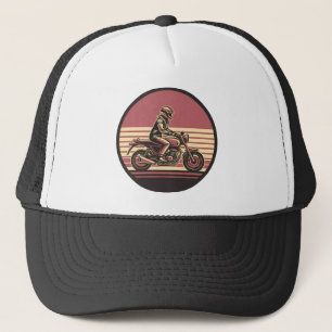 Boné Retro Motorcycle Rider - Vintage Sunset Biker Art