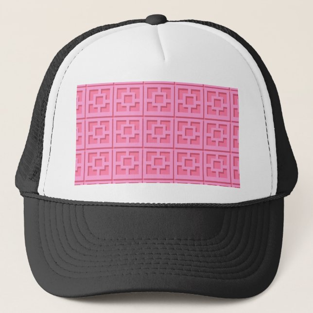 Boné Retro Trellis Trucker Hat Rosa (Frente)