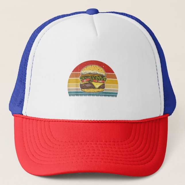Boné Retro Vintage Cheeseburger Design Costume Hamburge (Frente)