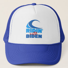 Boné RIDIN' COM BIDEN Trucker Hat - Azul e Branco