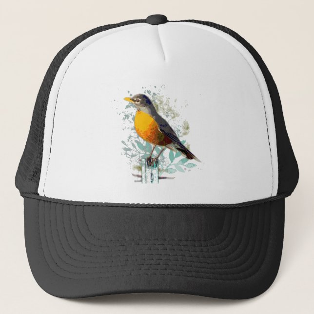 Boné Robin Bird Wildlife Nature Art (Frente)
