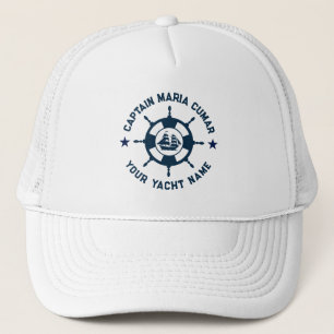 Boné Roda de Barco Náutico Azul Branco Vintage