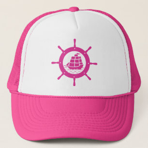 Boné Roda de Barco Náutico Branca e Rosa