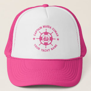 Boné Roda de barco náutico branca e rosa vintage