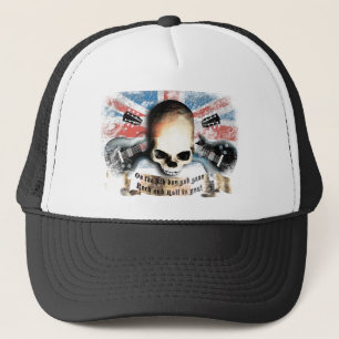 Boné rodas flag rock and skull and guitars